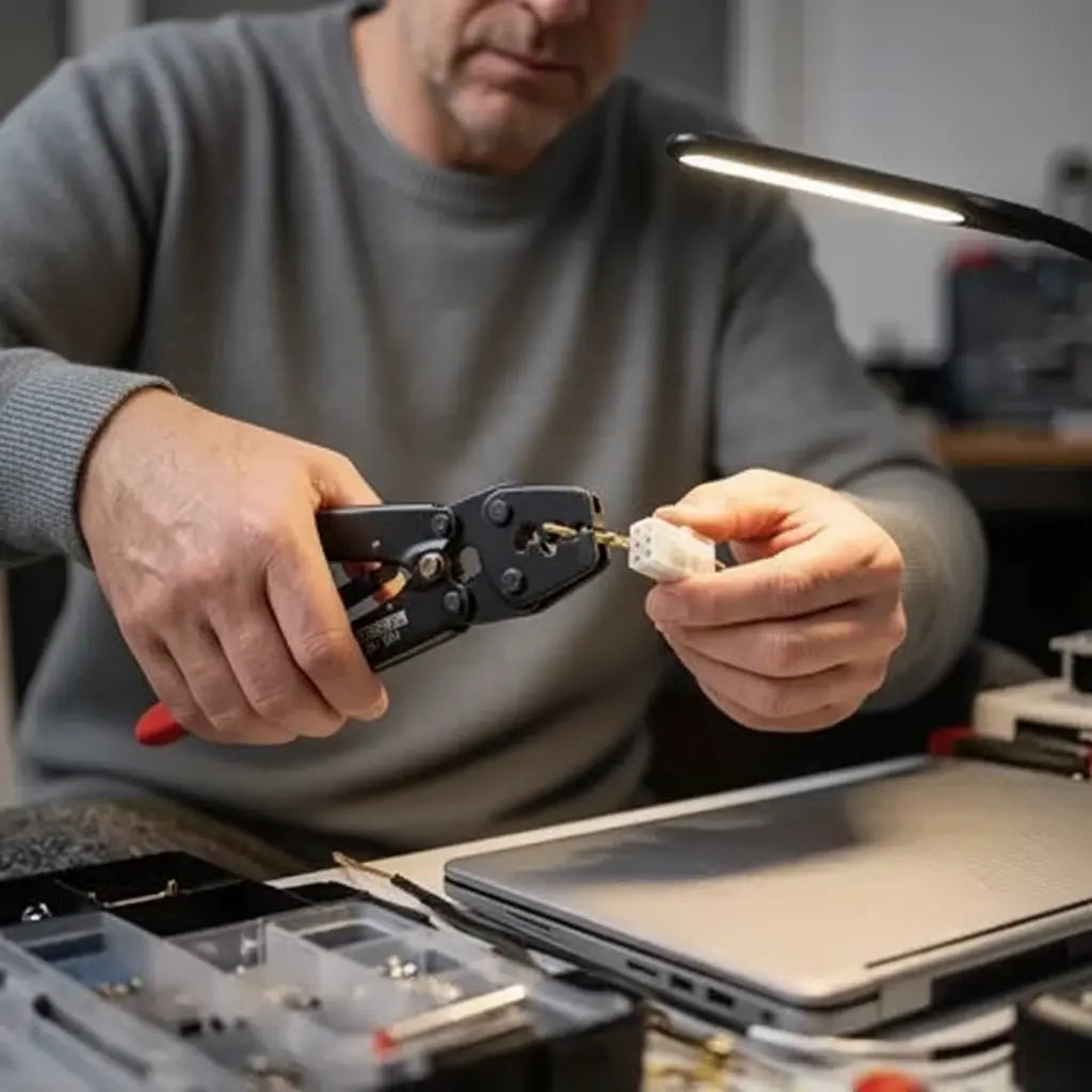 bricoleur et sa pince a sertir praticpro