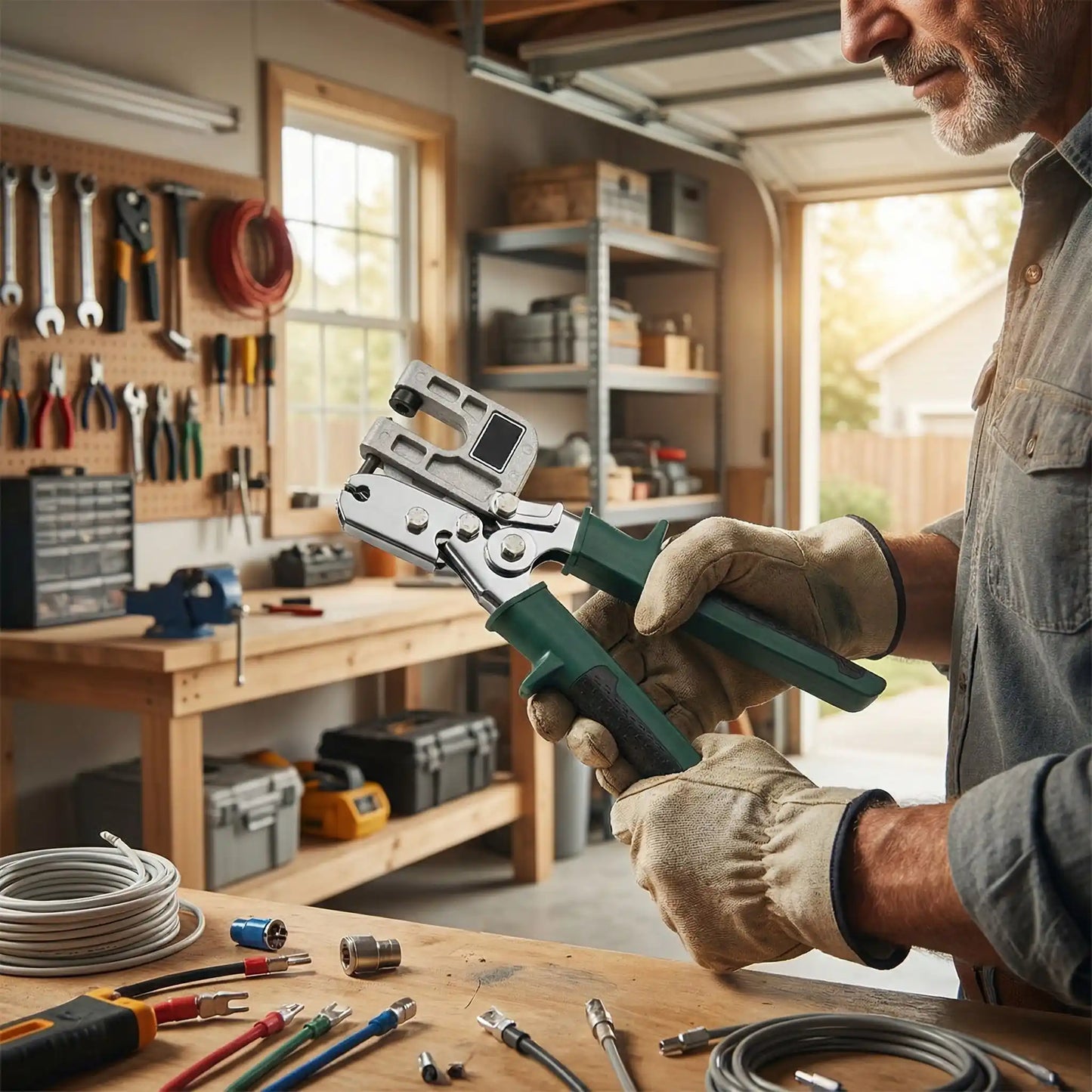 bricoleur et sa pince a sertir