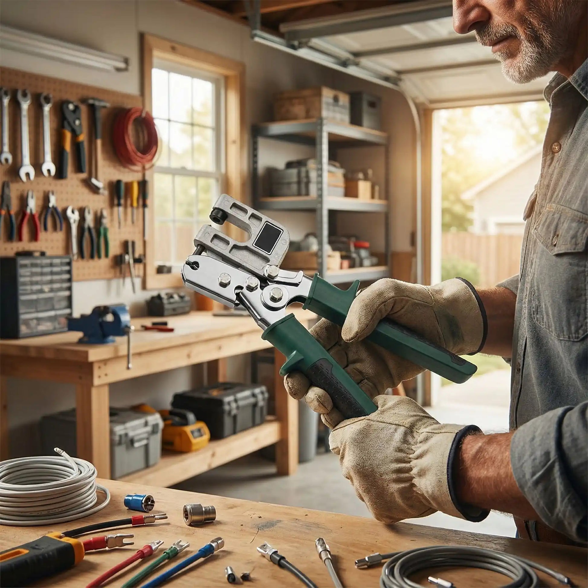 bricoleur et sa pince a sertir