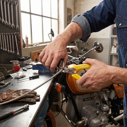 bricoleur utilisant pince coupante pour metal