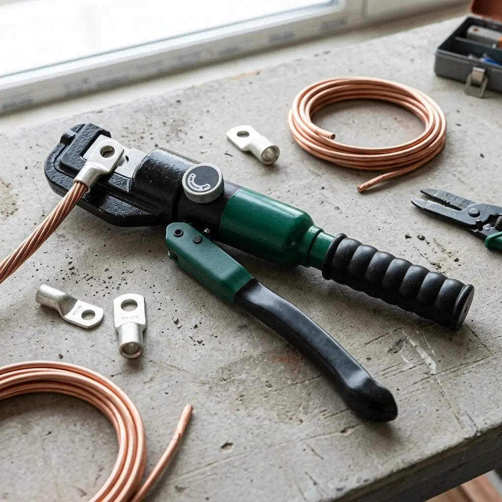 cable serti avec pince a sertir hydraulique precisionpro