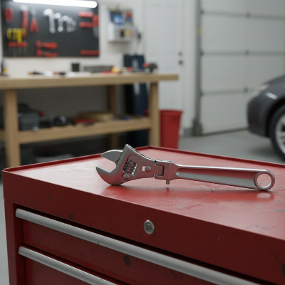 cle a molette a cliquet sur servante a outils