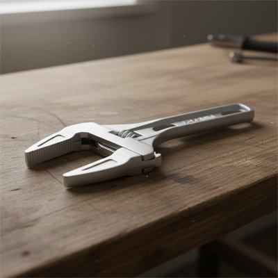 Clé à molette sur etabli