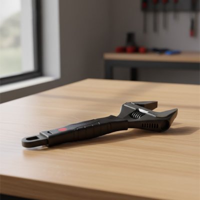 Clé à molette​ sur plan de travail 