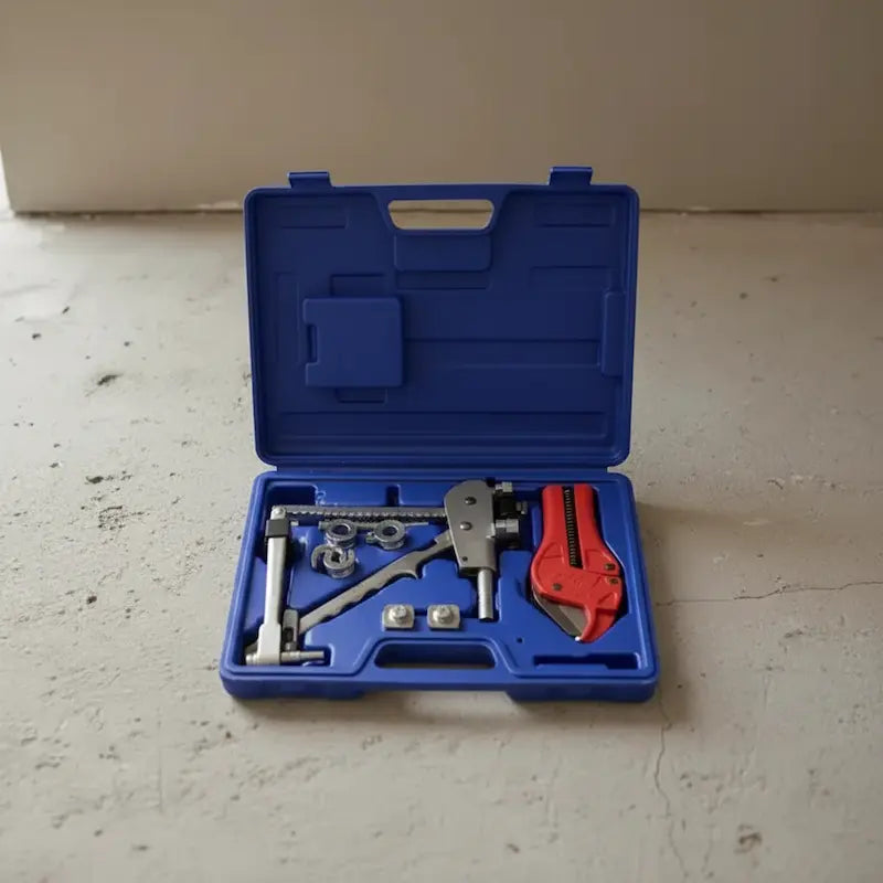 coffret ouvert pince a sertir acierpro au sol