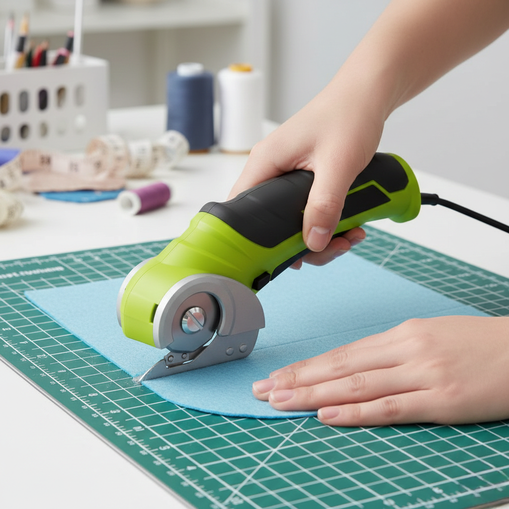 dame utilisant ciseaux electriques