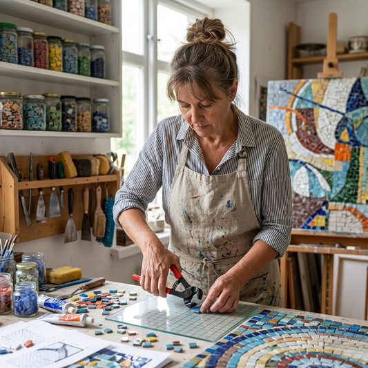 dame utilisant sa pince coupante carrelage