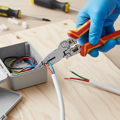 fil coupé avec pince a denuder