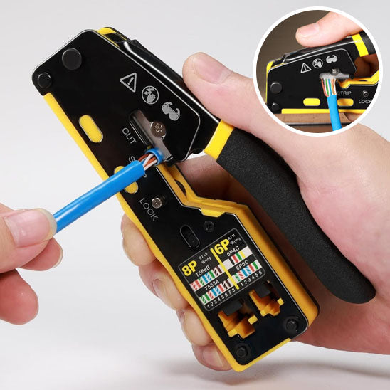 main denude cable avec pince a sertir