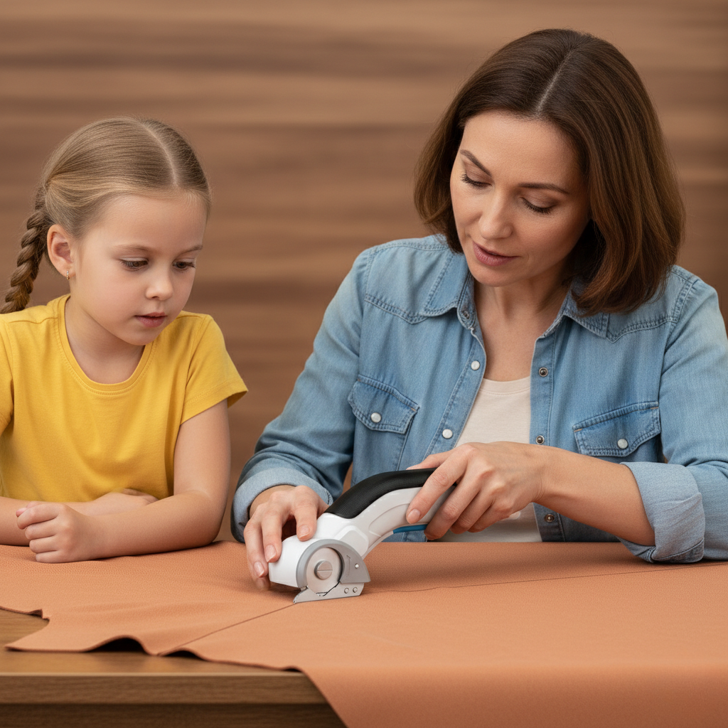 maman et sa fille utilisant ciseaux electrique