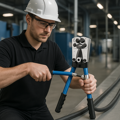 ouvrier utilisant pince à sertir