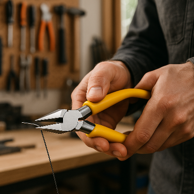 ouvrier utilisant pince coupante