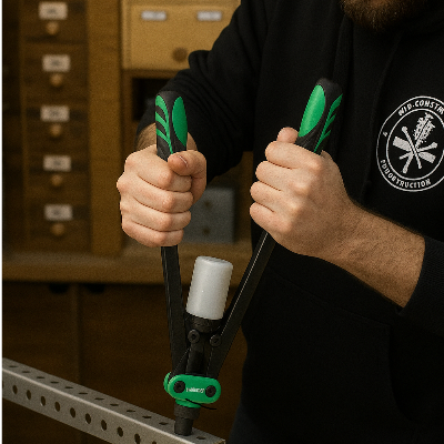 personne avec pince à rivet