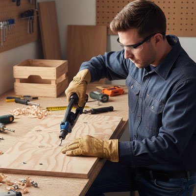 personne avec sa pince rivet