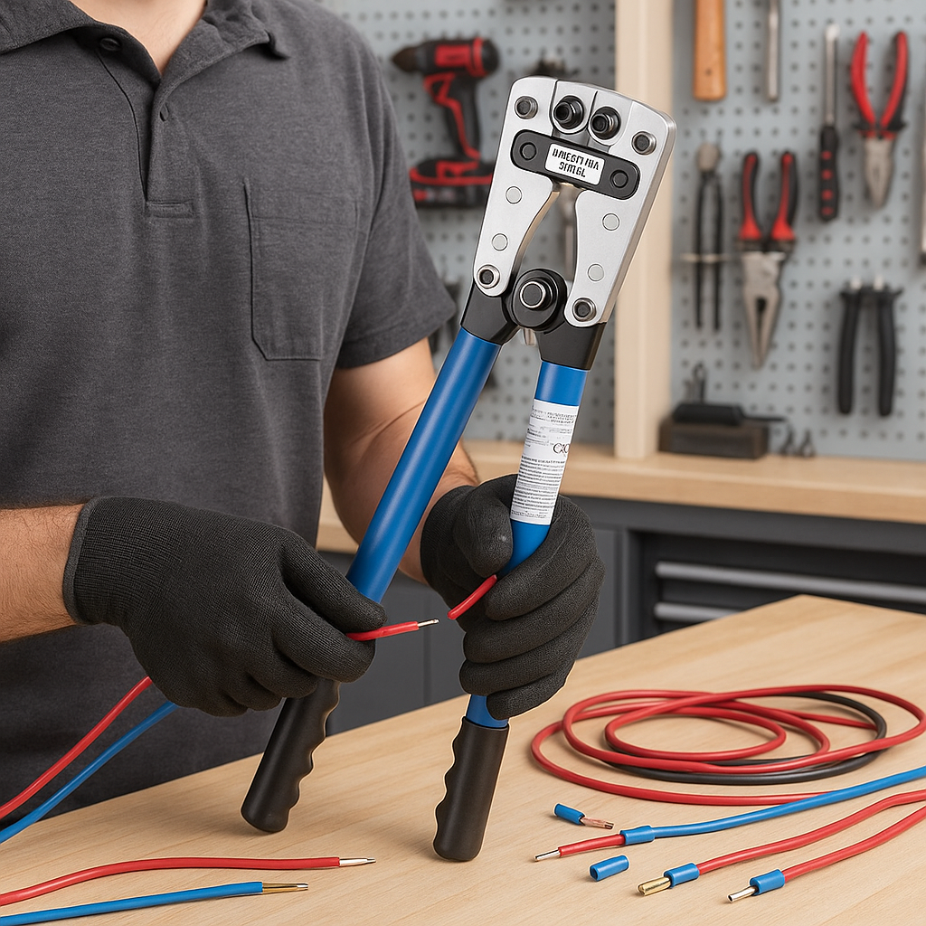 personne et pince à sertir