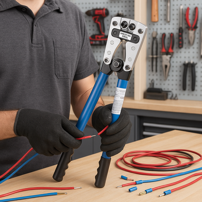 personne et pince à sertir