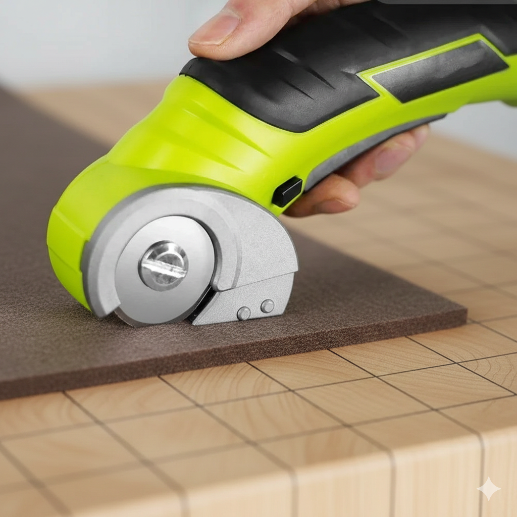 personne qui decoupe carton sur une table