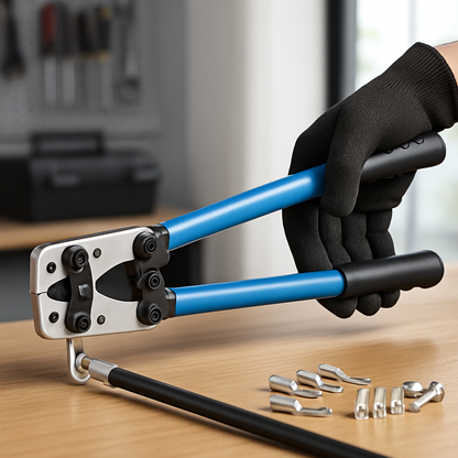 personne utilisant pince à sertir