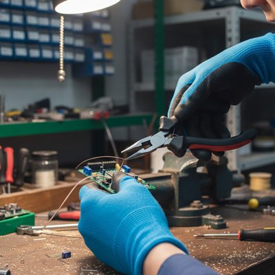 Pince à bec long en action