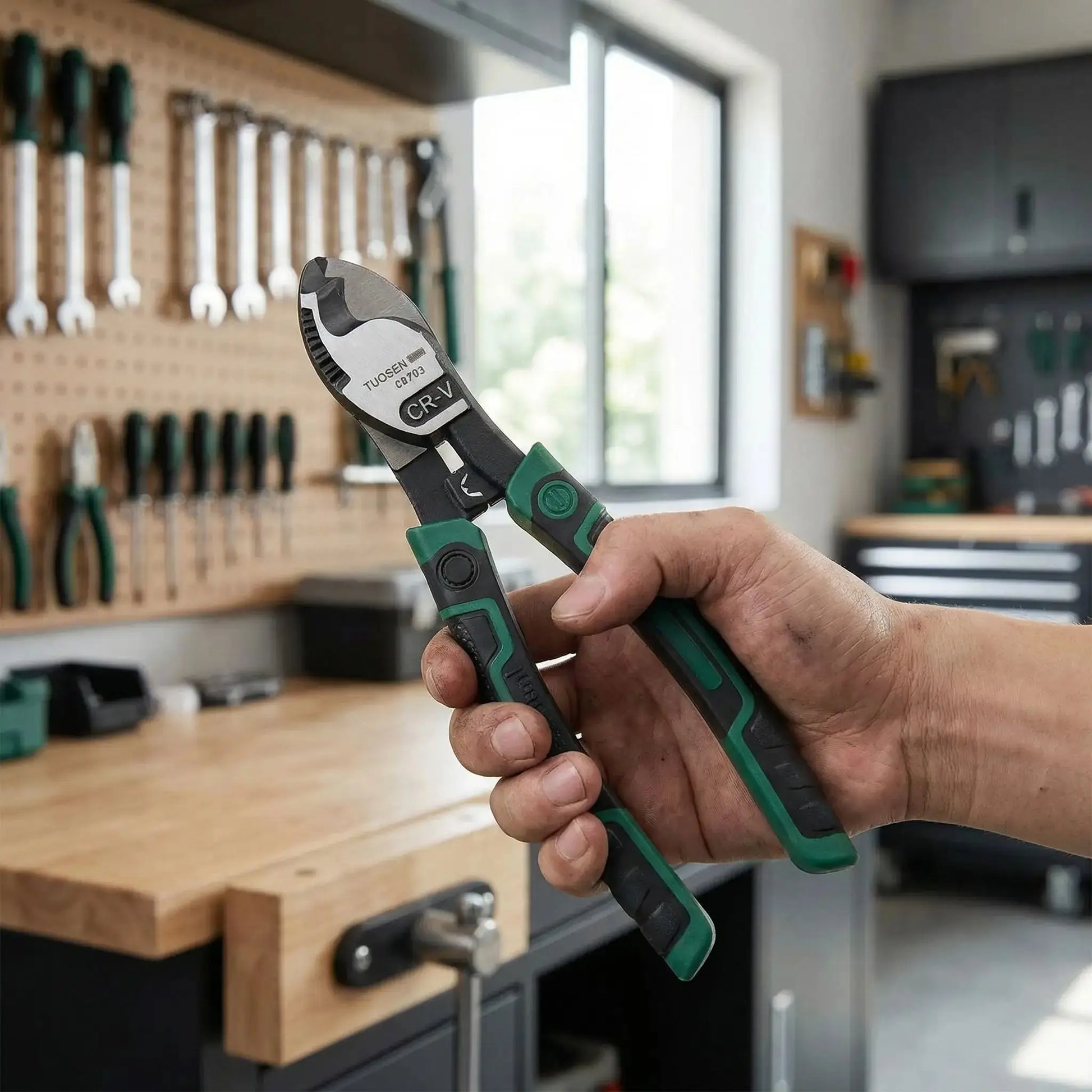 pince a couper ergonomique acier 160mm en main