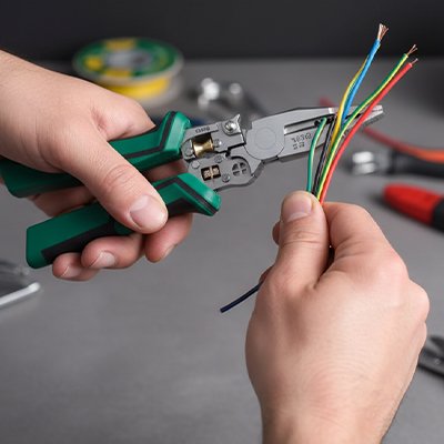 pince a denuder et des fils