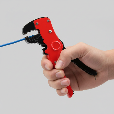 pince à dénuder tenue par une personne