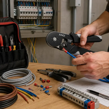 pince a sertir cosse auto-ajustable dans atelier