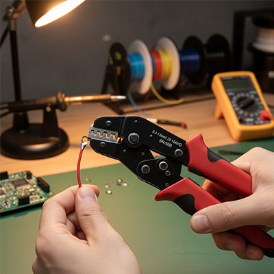 pince à sertir en action