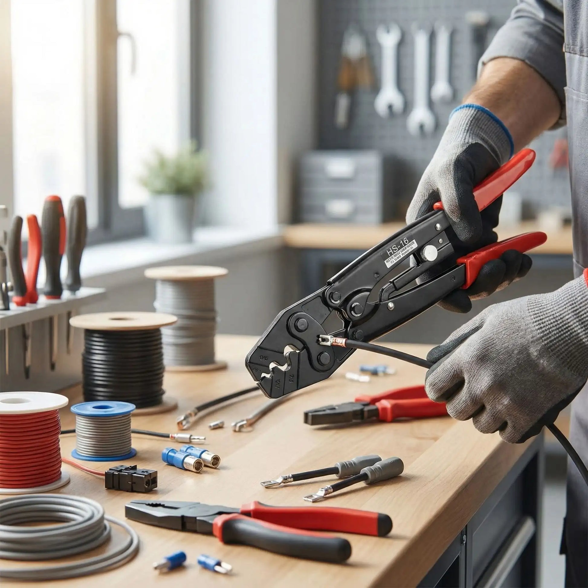 pince a sertir et travailleur