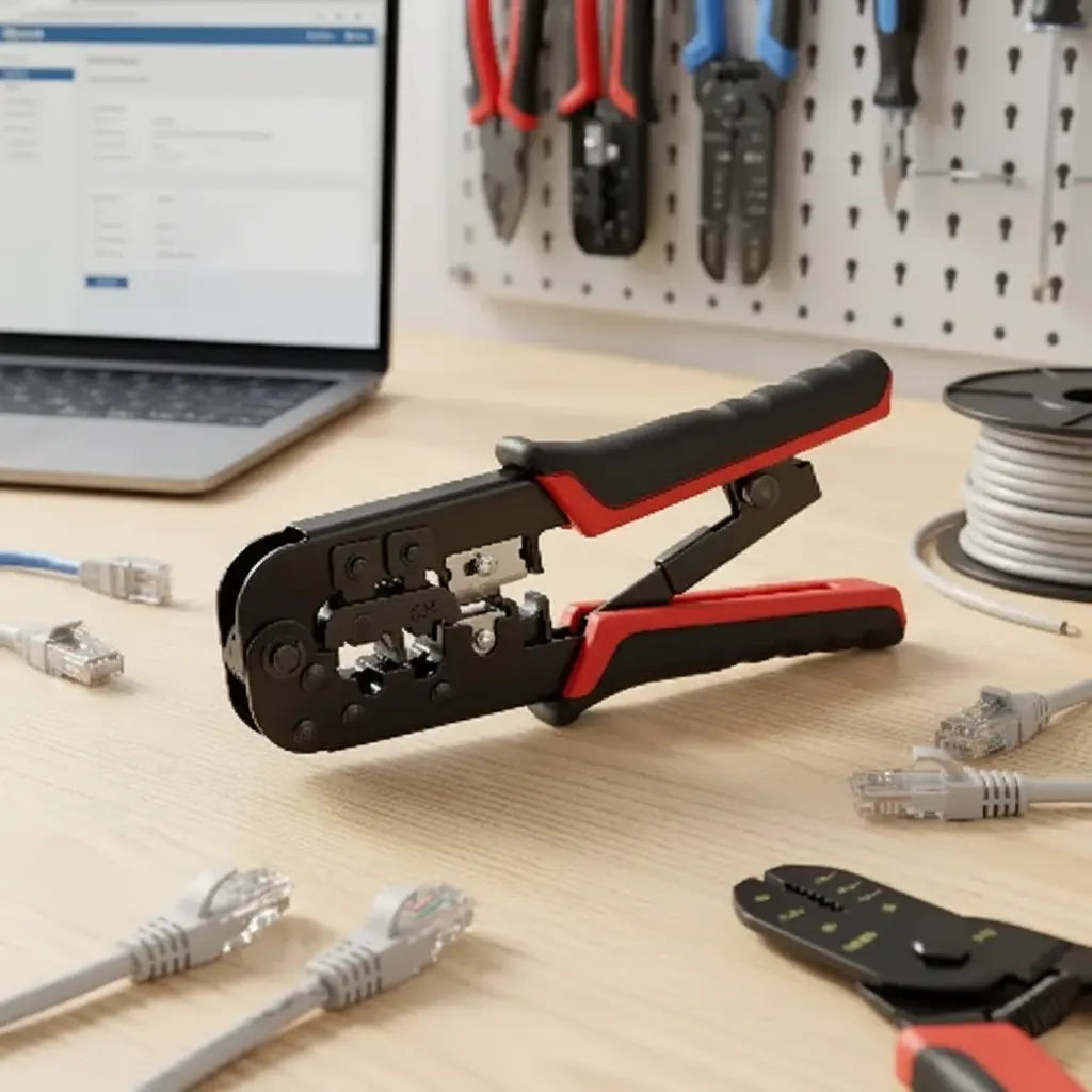 pince a sertir pro connect sur bureau informatique