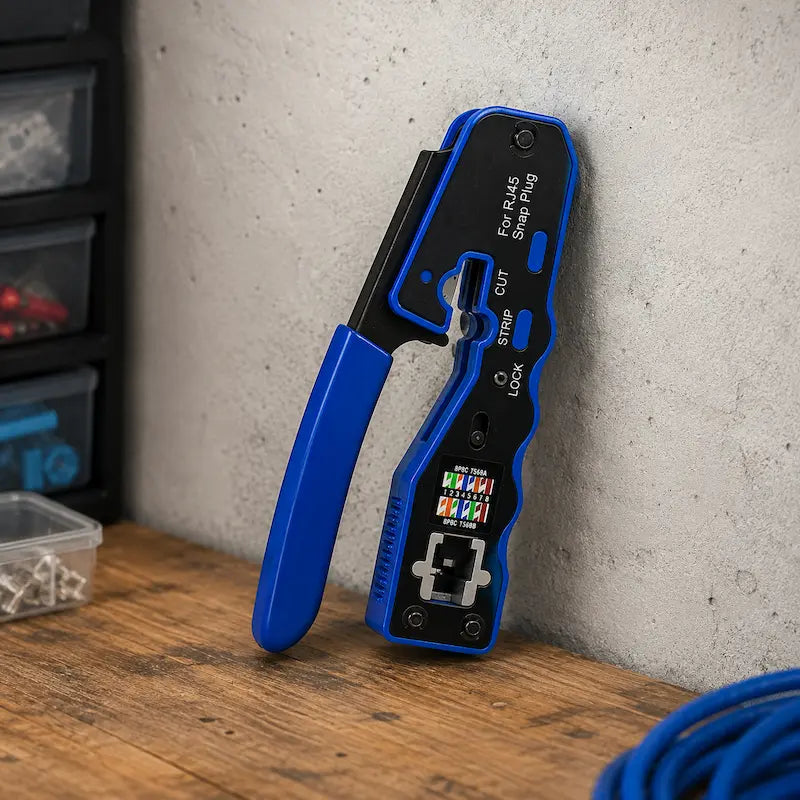 pince rj45 contre un mur