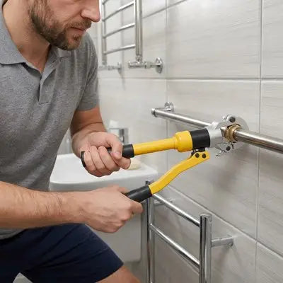 plombier et sa pince multicouche professionnelle