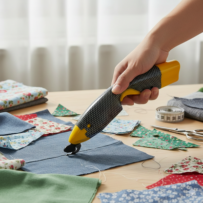 tissus et ciseaux couture electrique