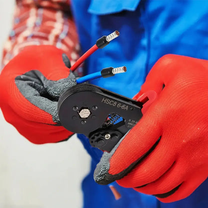 vue cable serti avec pince a sertir redblue