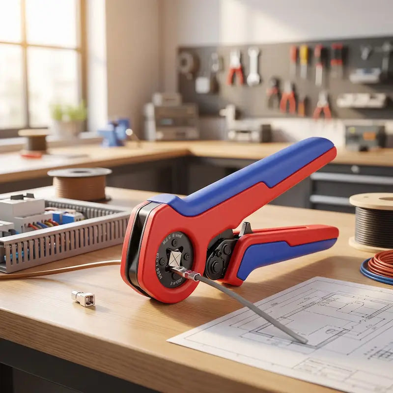 vue pince a sertir cosse sur table