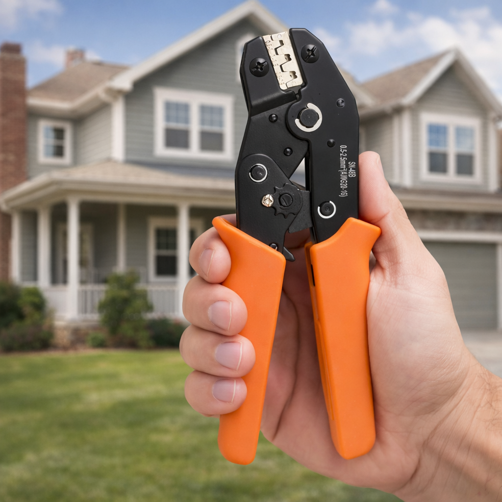 vue pince sertir devant maison